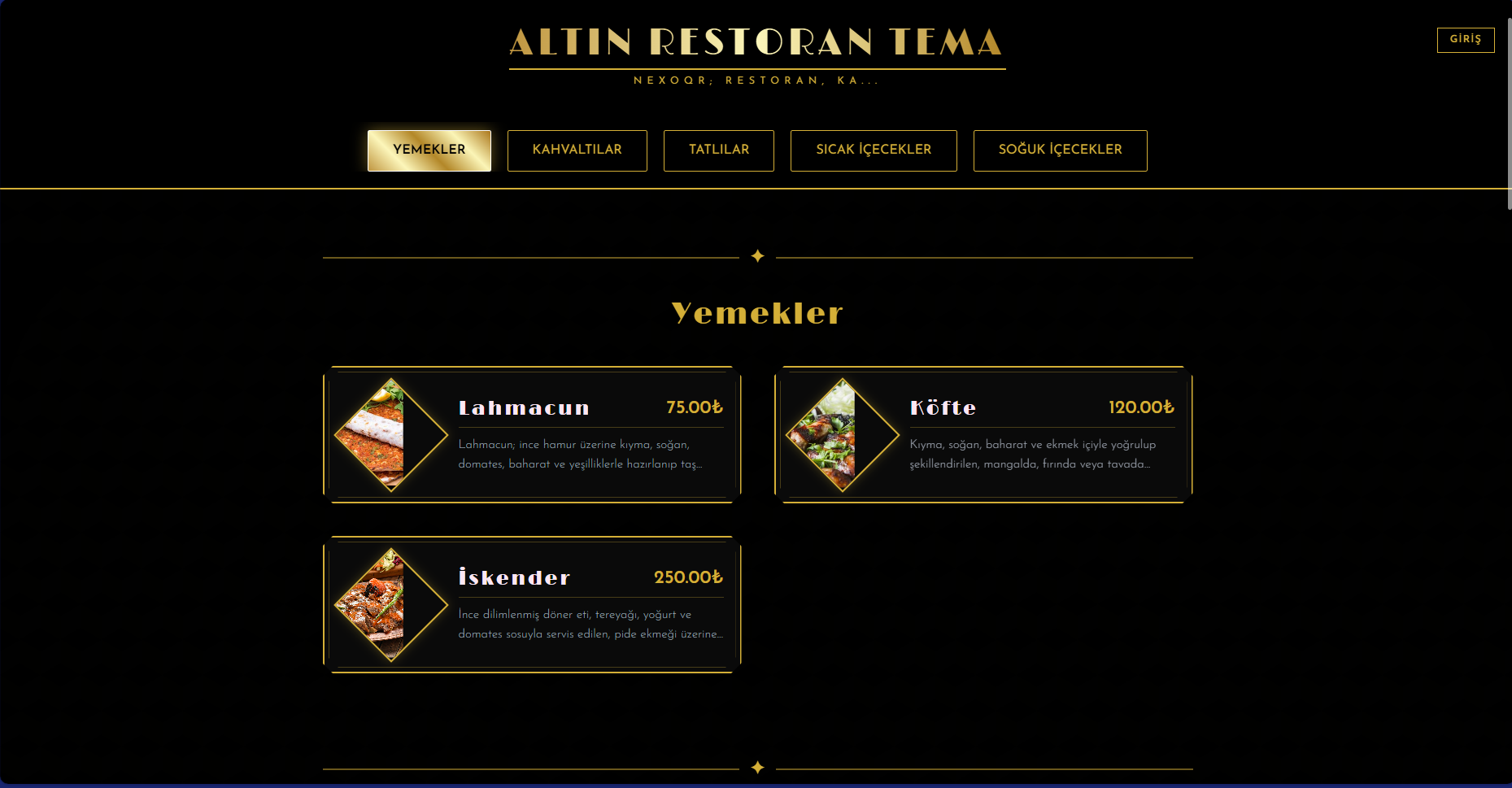 Altın Restoran Tema